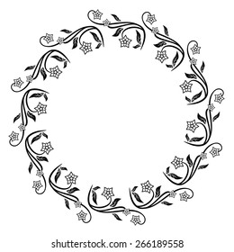 Round floral silhouette frame