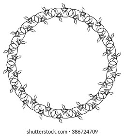 Round floral silhouette frame