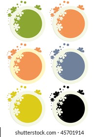 Round floral stickers - vector version