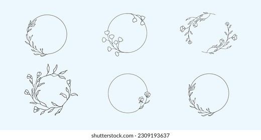 Round floral wreath illustration copy space