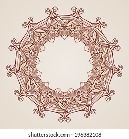 Round florid pattern in pastel rose pink shades