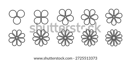 Round flower diagram template with equal parts. Pie chart infographic for business reports, creative presentations, vector
