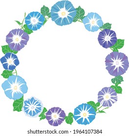 Round flower frame of the blue morning glory