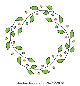 Round flower Frame hand drawn sketch doodles. Vector illustration.
