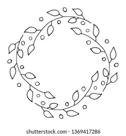 Round flower Frame hand drawn sketch doodles. Vector illustration.