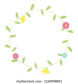 Round flower frame. Holiday design element. Floral border for wedding invitation card, Easter design, greeting cards. Floral wreath