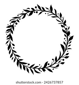 Round flower frame, isolated on a white background, vector design