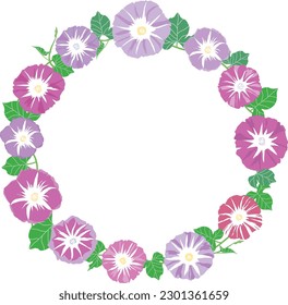Round flower frame of purple morning glory