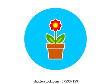 Round flower icon on white background