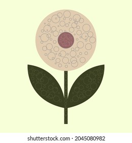 Round flower with leaves with circles inside