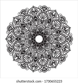 Round flower mandala for tattoo, henna. Vintage decorative elements. Oriental patterns. Indian design vector, Pattern and stamp. 