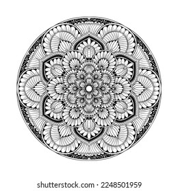 Round flower mandala for tattoo, henna. Vintage decorative elements. Oriental patterns. Indian design vector, Pattern and stamp. 