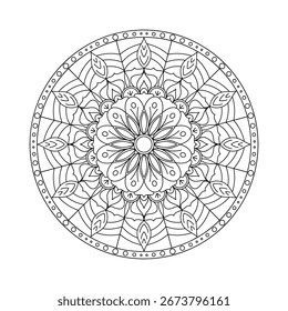 Round flower mandala vector illustration. Ethnic ornament for adult coloring books.