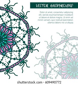 Round flower ornament. Decorative vintage print. Luxury floral weave pattern.