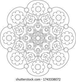 ornamento de flores redondeadas. el elemento del patrón. Zen tangle. Estilo Doodle. dibujo de contorno en blanco y negro a mano. colorido, patrón, bordado.