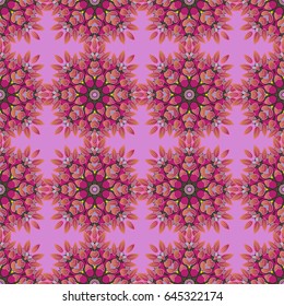 Round flower ornament. Vector invitation with colored mandala design element. Luxury floral pattern. Square invite template. Decorative vintage print. Unusual greeting in oriental boho chic style.