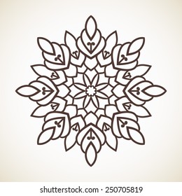 Round flower pattern, Circular ornament design element, Vector