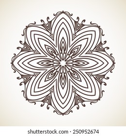 Round flower pattern, Circular ornament design element, Vector