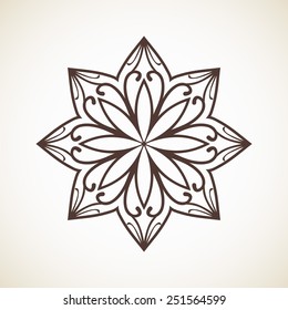 Round flower pattern, Circular ornament design element, Vector