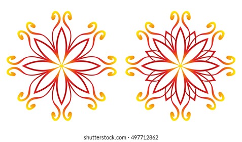 Round flower pattern, Circular ornament design element set