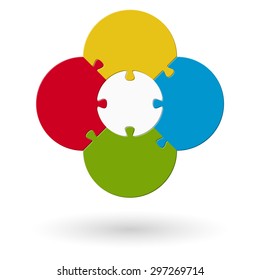 round flower puzzle colored with base and four options