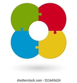 round flower puzzle colored with four options