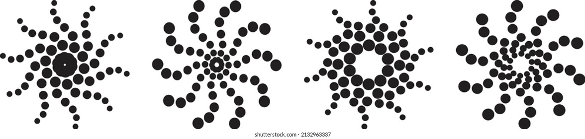 Round flower shape with 10 petals created from circles. Vector illustration. File Eps 8