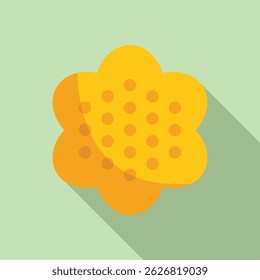 Round flower shaped cookie with small dots, perfect for a sweet snack