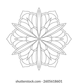 Round  flower vintage mandala coloring book page. Easy Mandala Coloring Book Pages for Adults to Relax, Experiences Give Relief. Resizeable Vector File