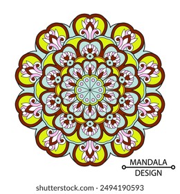 Round flower vintage monochrime colour mandala. Easy Mandala Coloring Book Pages for Adults to Relax, Experiences Give Relief. Resizeable Vector File.