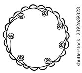 Round Flower Wreath Of Simple Roses Graphic Vector Illustration
