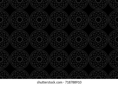 round flower zentangle boho black tone monochrome tone vector pattern seamless