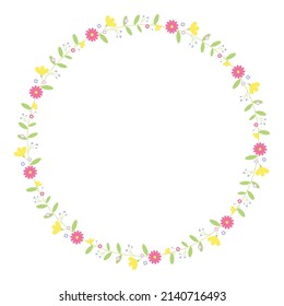 Round flowers frame. Floral border for wedding invitation card, Easter design, greeting cards. Floral wreath