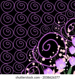 Patrón de flores redondas Vector de diseño sin foco con color púrpura