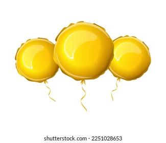 Globo de hojas redondas, globos de lámina dorada, globos de vacaciones en forma de rondas. Globo de aire metálico en forma de ronda. Ilustración vectorial.