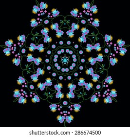 Round folk flower mandala