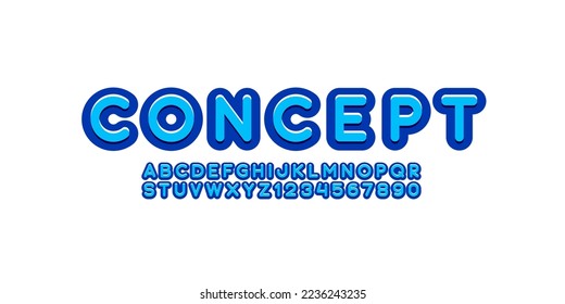 Round font alphabet, bold trendy modern letters and numbers, vector illustration 10EPS