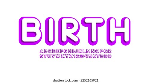 Round font alphabet, trendy modern letters and numbers, vector illustration 10EPS