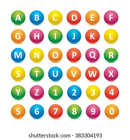 Round font. Colorful alphabet. Included all letters and numbers, for creating your own design.