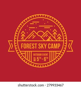 Round Forest Mountain Logo Emblem Illustrated Badge