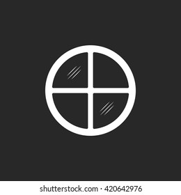 Round form house window design  sign  simple icon on background