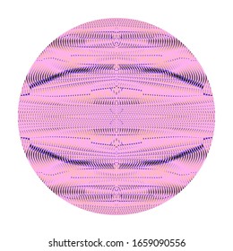 Round form with symmetric wavy linear ornament inside. Pink circle Isolated on white background. Perfect for your creative project, cover, book, package, business card, image blog, Contemporary art.