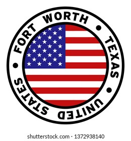 Round Fort Worth Texas United States Flag Clipart