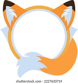 Round fox frame. Cute vector template for photo, text or greetings design.