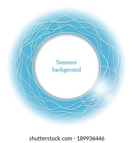 Round frame. Abstract Blue background with copyspace. 