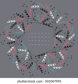 Round frame with abstract elements can be used for greeting cards, baby shower invitations and more creative designs.