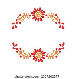 Round frame with abstract floral elements laurel ring vector illustration isolated on white background
