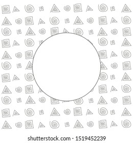 Round frame with abstract geometric background