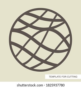 Round frame with abstract modern wavy lines pattern. Template for laser cutting (cnc), wood carving, paper cut or printing. Vector illustration. 