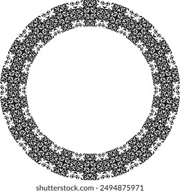 Round frame with abstract shapes pattern. Vector illustration isolated on white background.